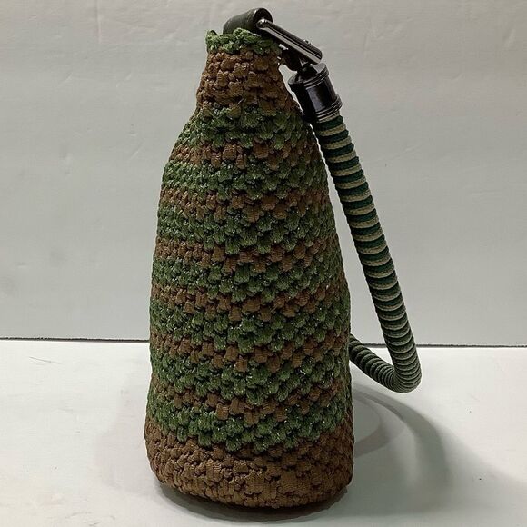 Vintage Unbranded Olive Green/Brown Knit Small Shoulder Baguette Bag - Picture 5 of 12